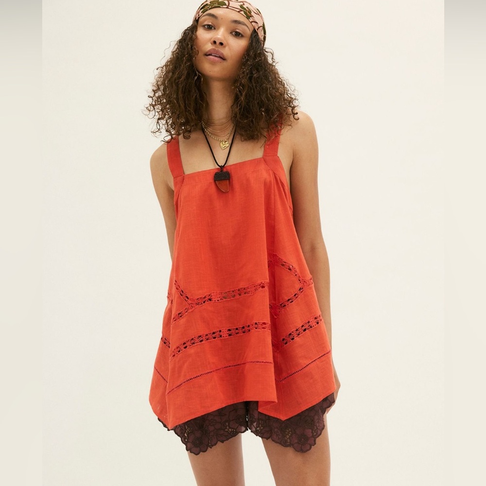 Free People Charlotte Tunic in Red Clay size Medium NWT